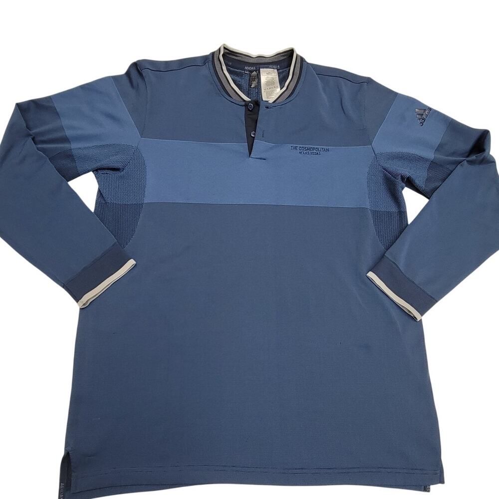Adidas The Cosmopolitan Las Vegas Long Sleeve Polo Henley Shirt Mens XL Blue